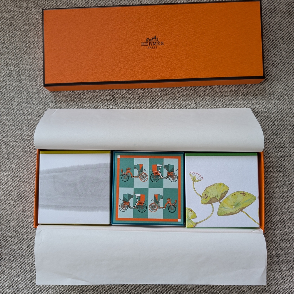 Hermès Orange Gift Box with Colorful Cards